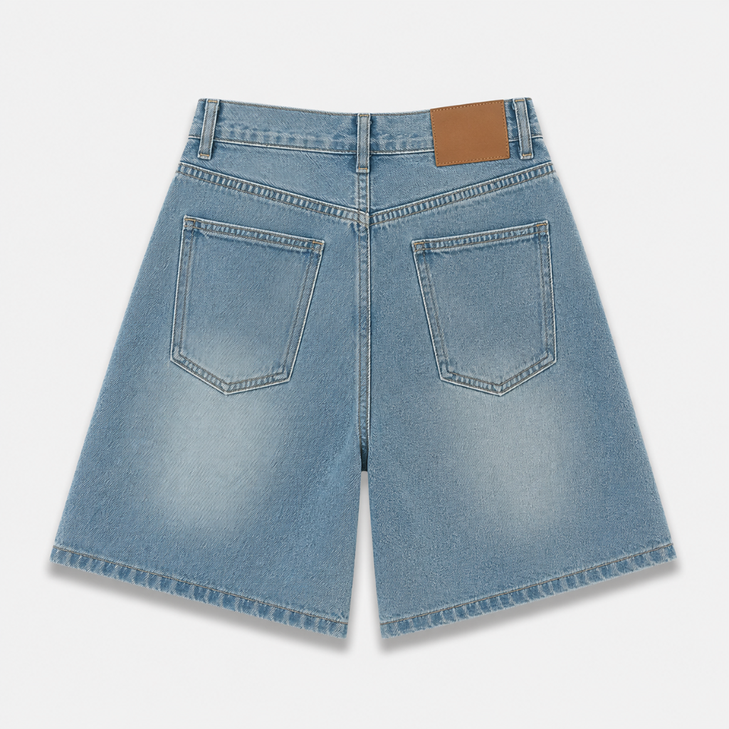 Women's Vintage Wash Wide Leg Bermuda Denim Shorts