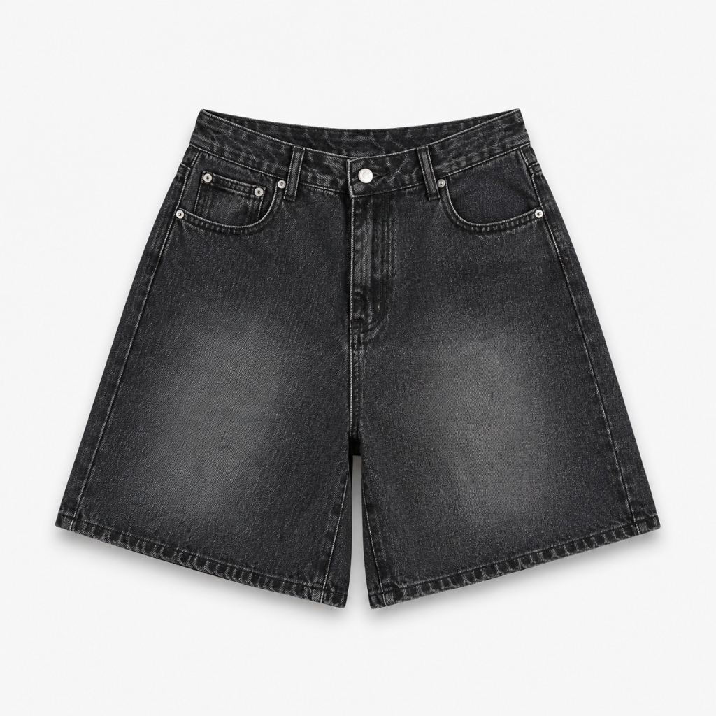 Women's Vintage Wash Wide Leg Bermuda Denim Shorts