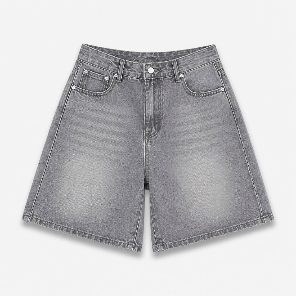 Women's Vintage Wash Wide Leg Bermuda Denim Shorts