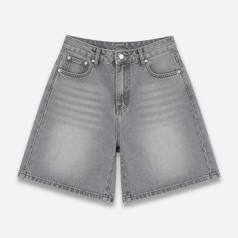Women's Vintage Wash Wide Leg Bermuda Denim Shorts