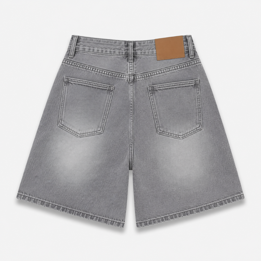 Women's Vintage Wash Wide Leg Bermuda Denim Shorts