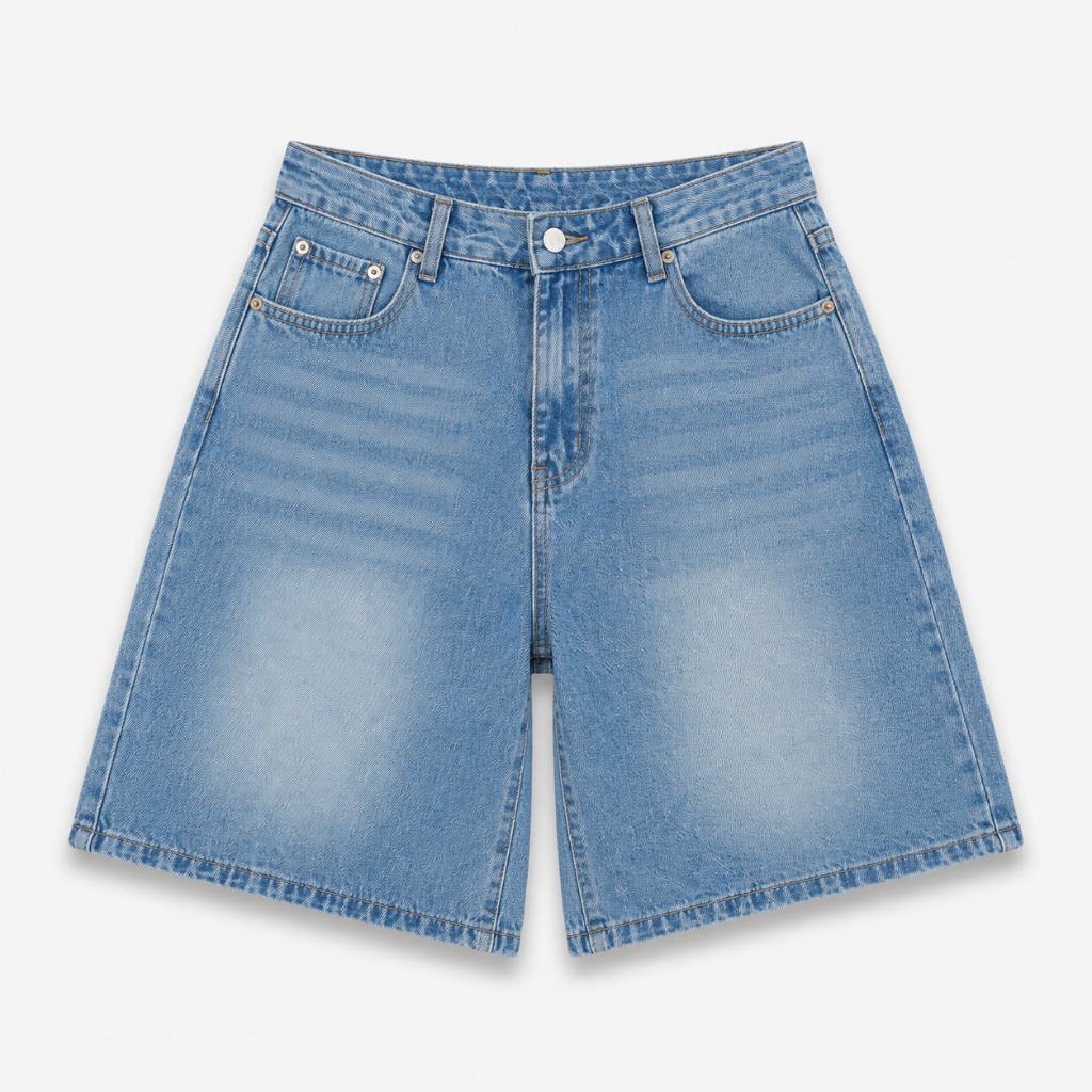 Women's Vintage Wash Wide Leg Bermuda Denim Shorts