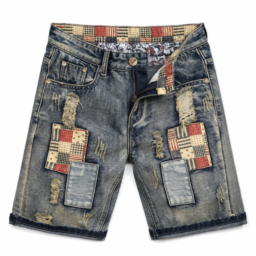 Men's Vintage Ripped Denim Shorts