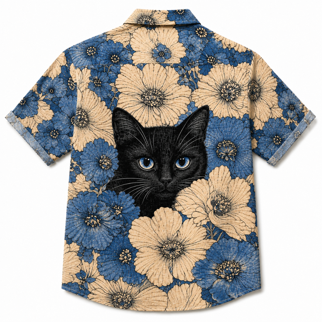 Men's Tropical Cat Floral Hawaiian Shirt