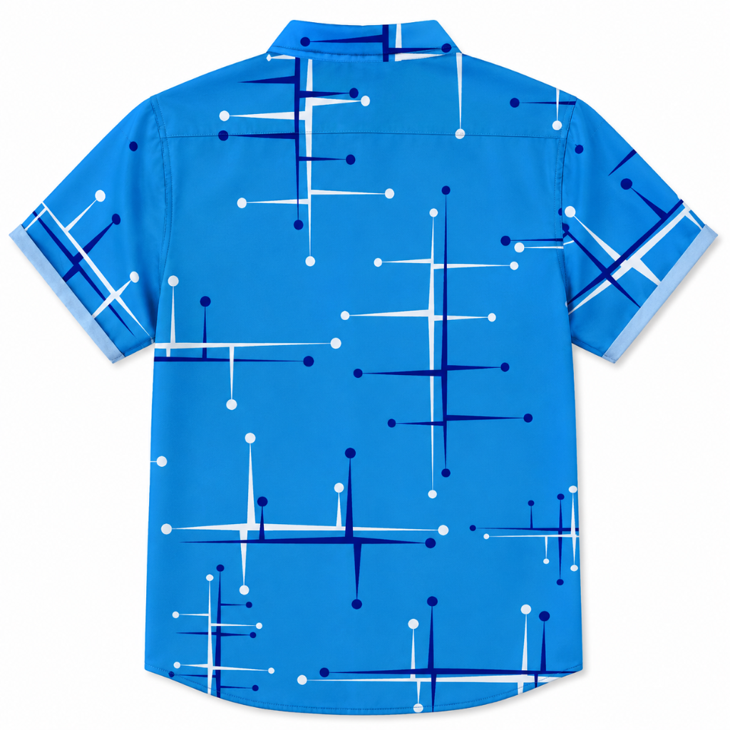 Retro Geometric Line Button-Up Pocket Shirt