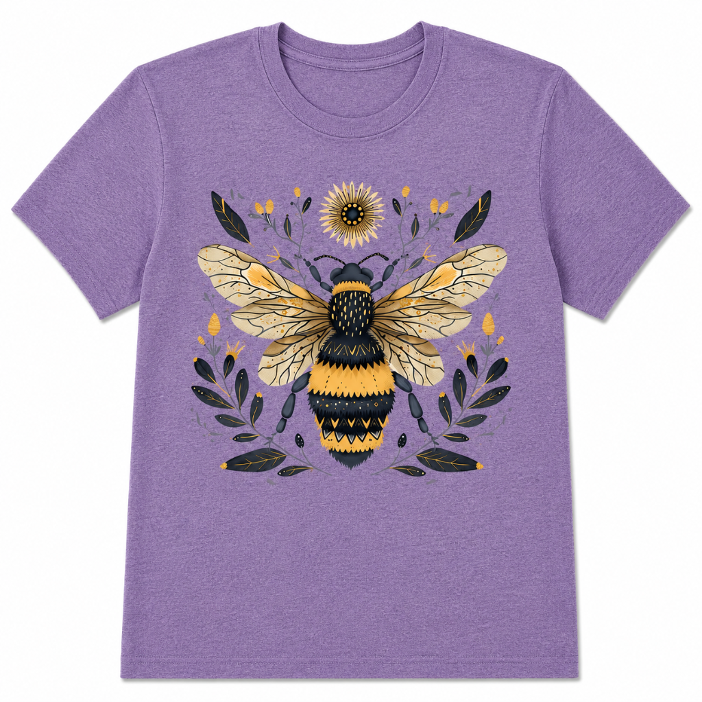 Vintage Bee Botanical Graphic Tee for Women