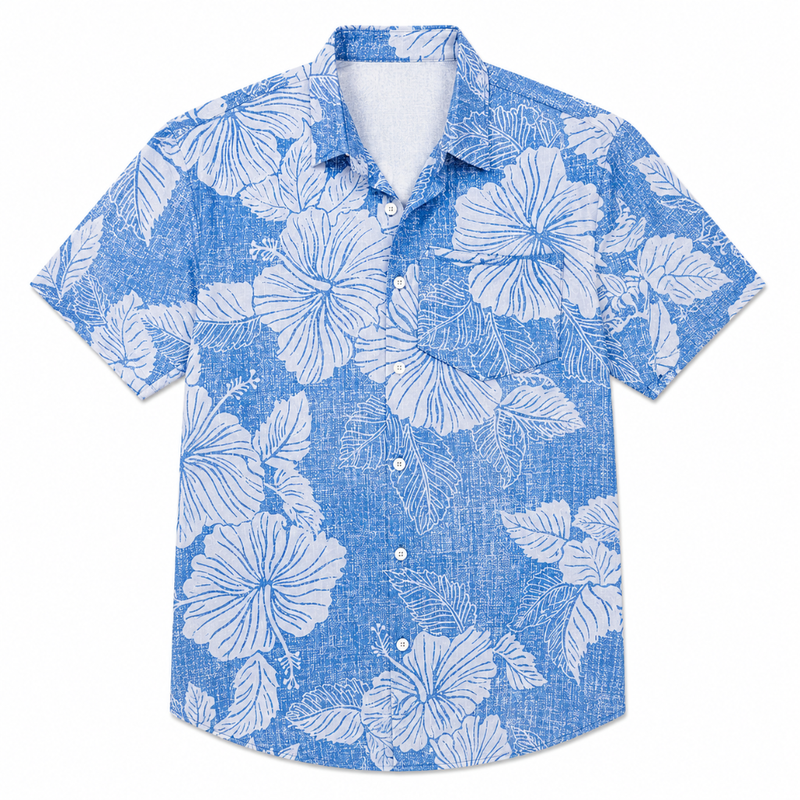 Plus Size Hawaiian Floral Button Shirt