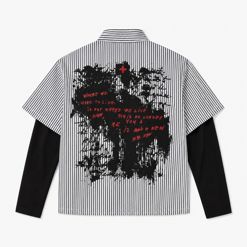 Mens Dark Faux Striped Shirt