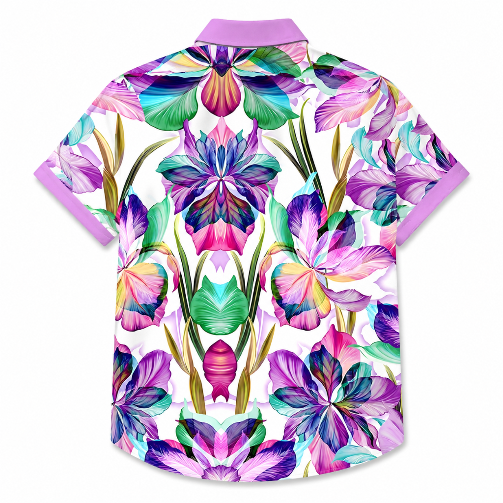 Tropical Floral Plus Size Pocket Shirt