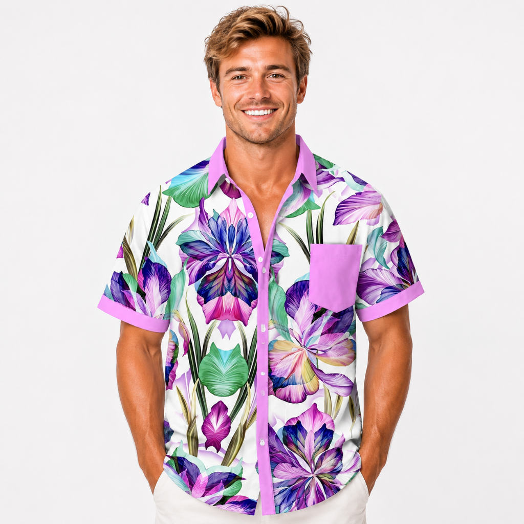 Tropical Floral Plus Size Pocket Shirt