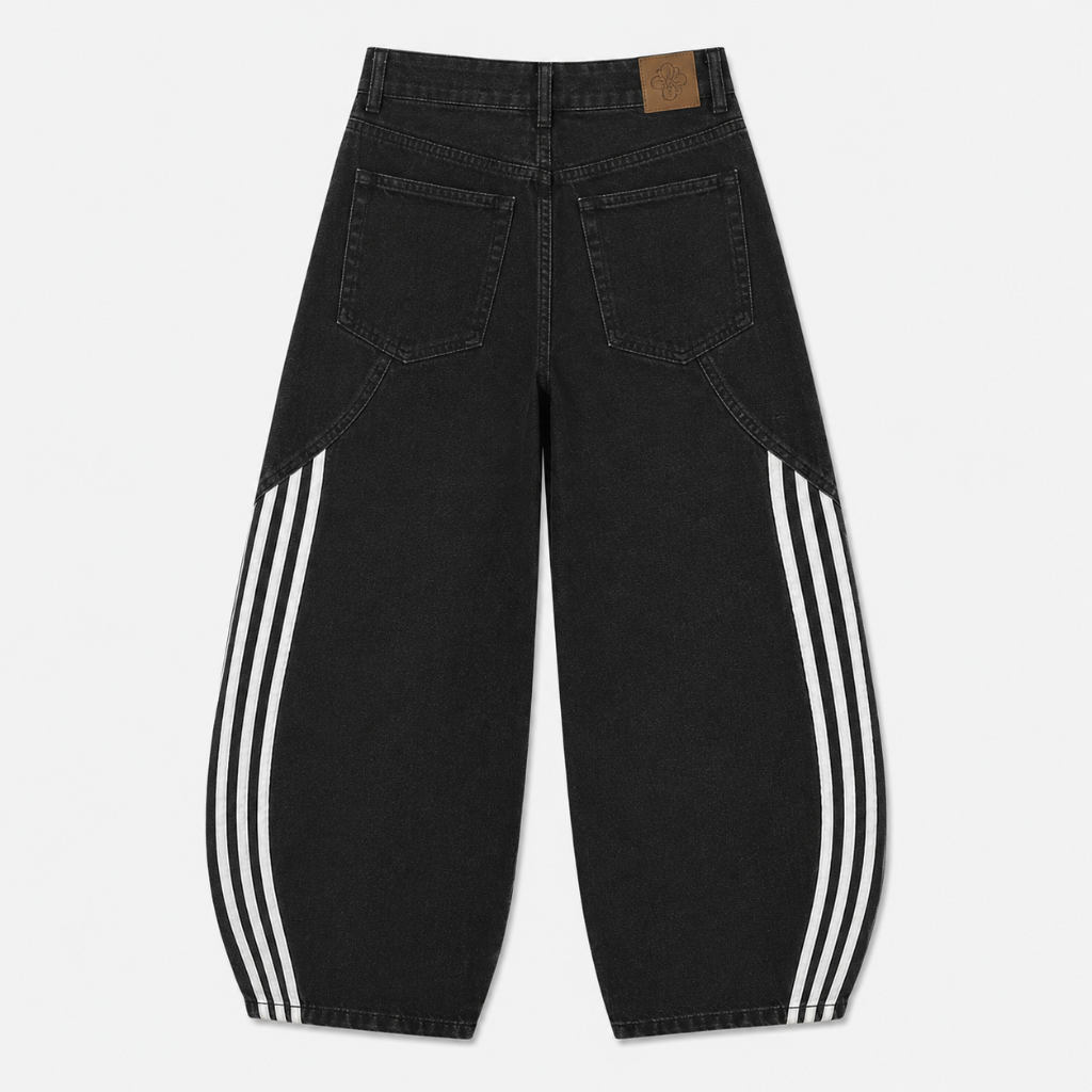 Mens Contrast Side Stripe Denim Barrel Jeans