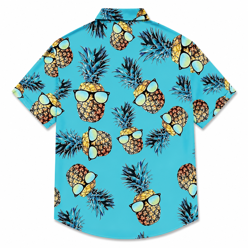Men's Tropical Pineapple Print Button Shirt