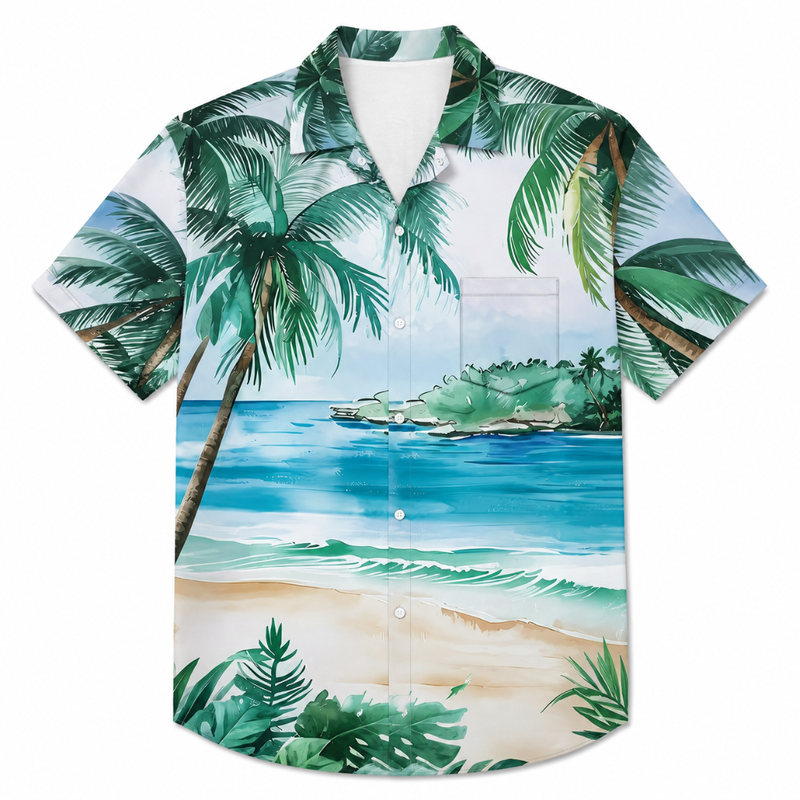 Printed Summer Button-Up Shirt