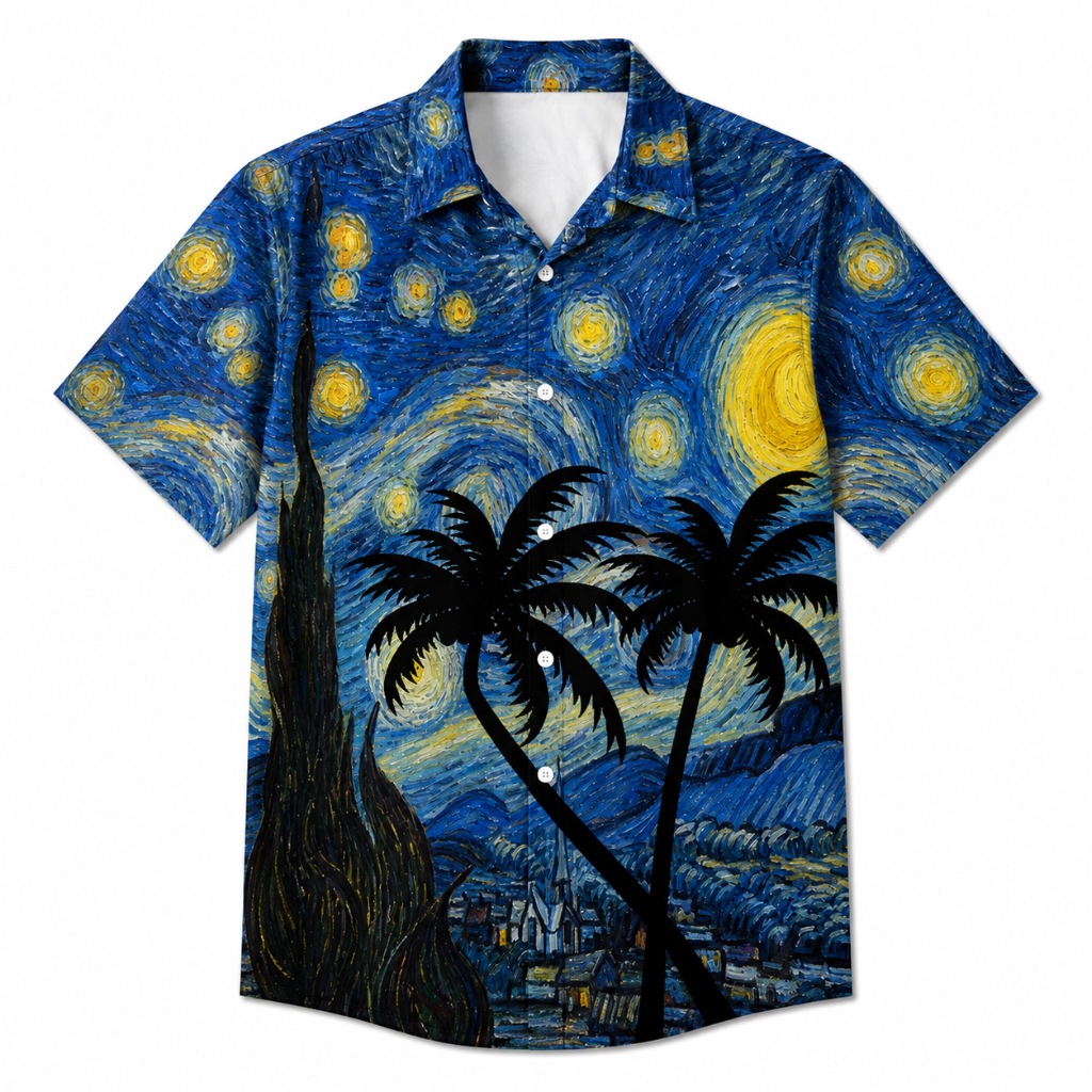 Starry Sky Palm Tree Hawaiian Shirt