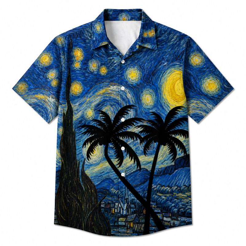 Starry Sky Palm Tree Hawaiian Shirt
