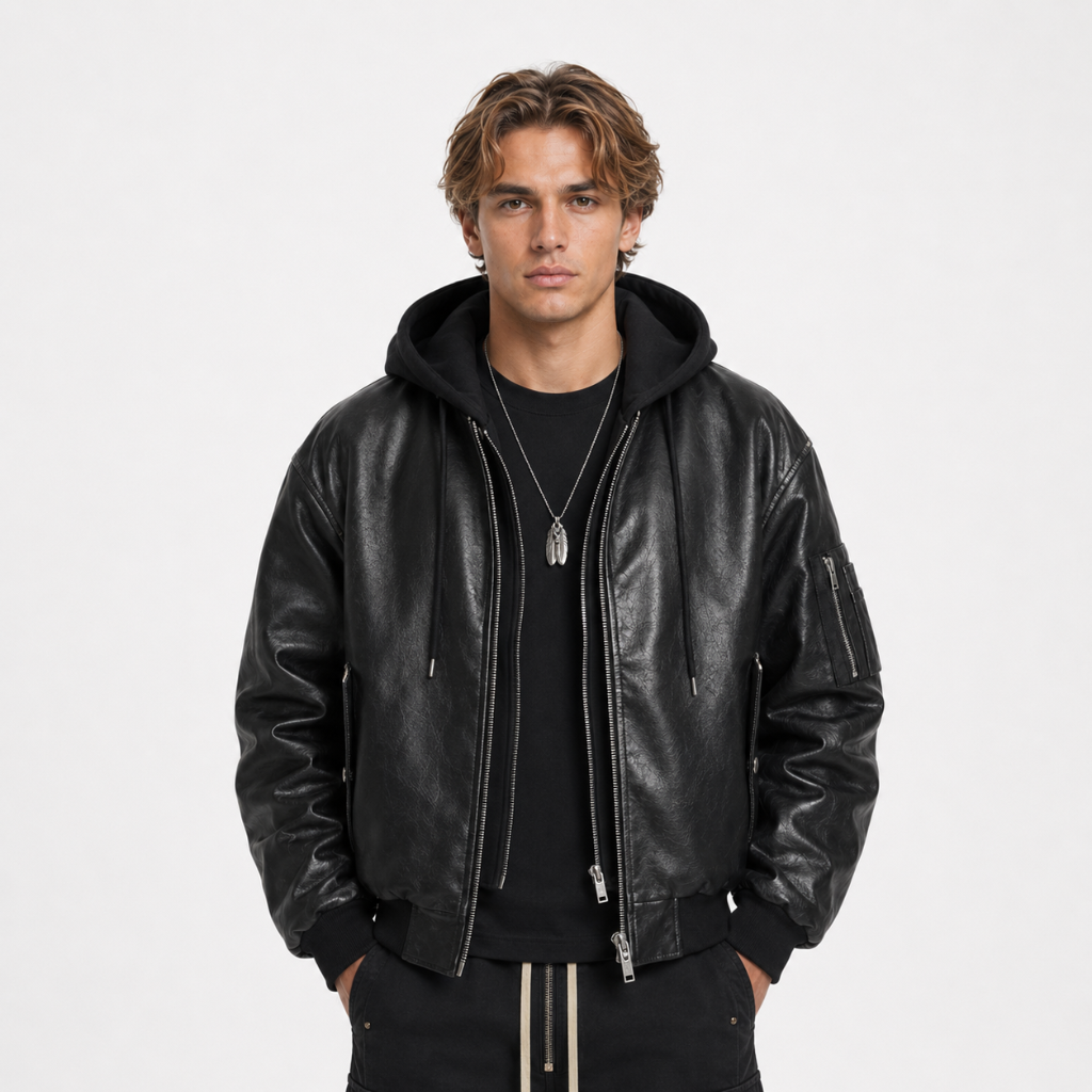Retro Distressed Washed PU Leather Jacket