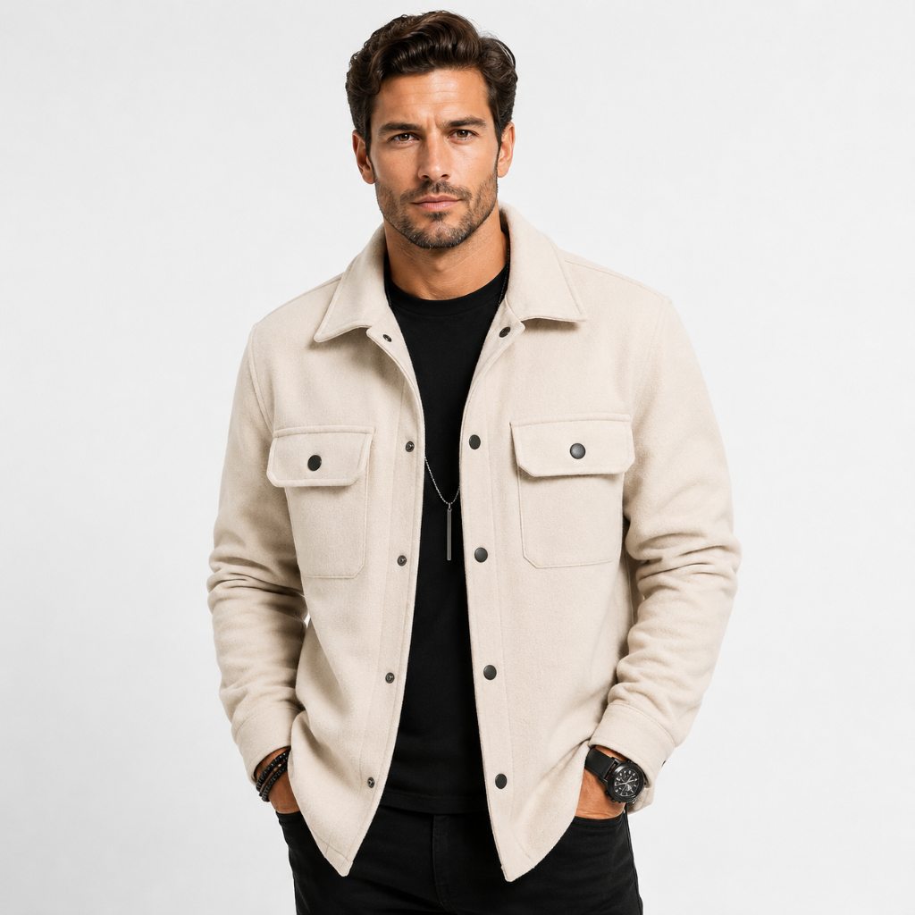 Men's Overshirt Jacket with Button Closure