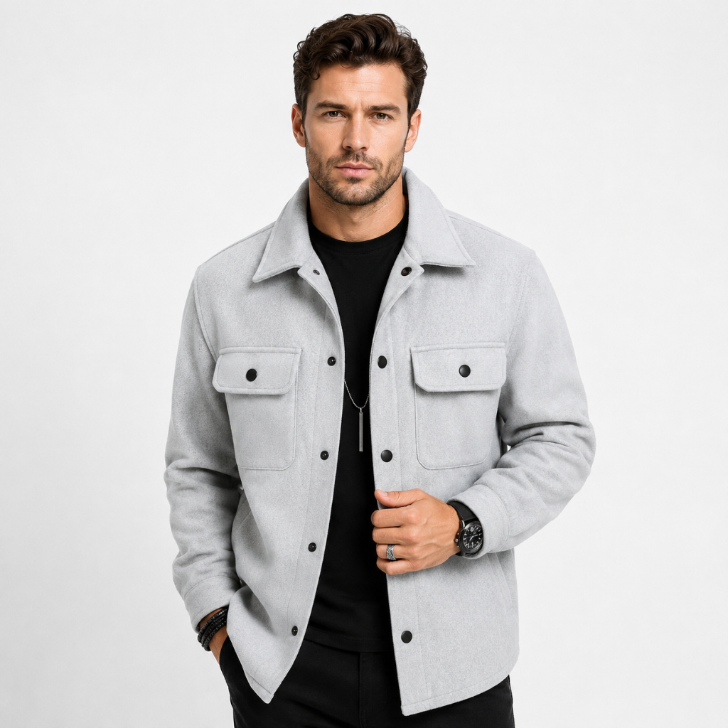 Men's Overshirt Jacket with Button Closure