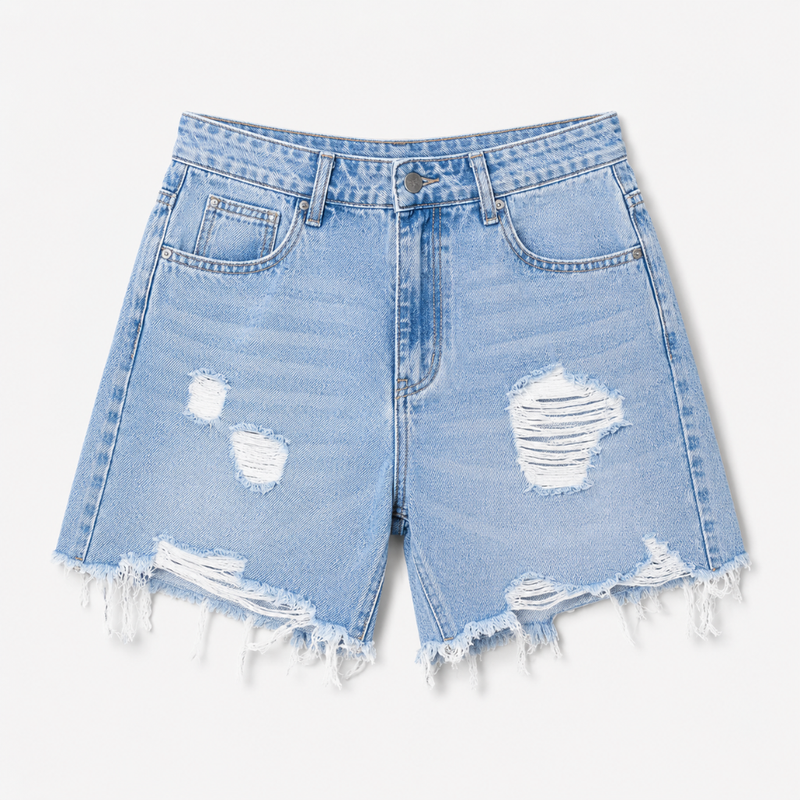 Women's Retro Washed Ripped Denim Shorts