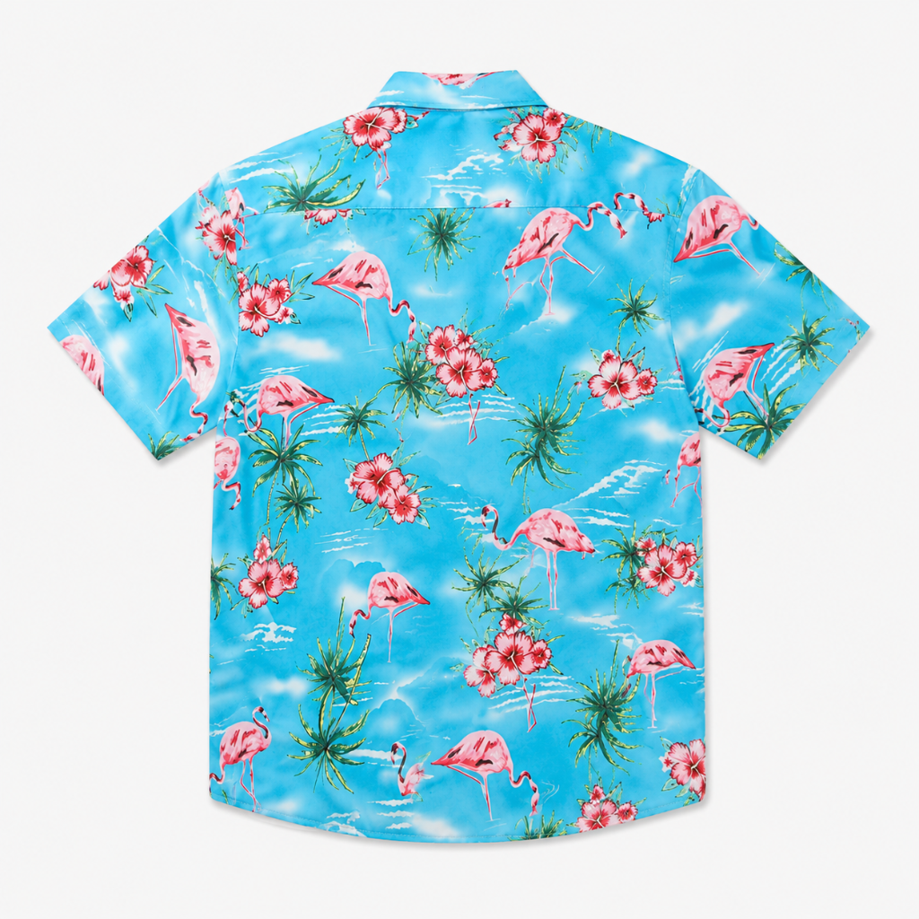 Flamingo Hawaiian Button Up Beach Shirt