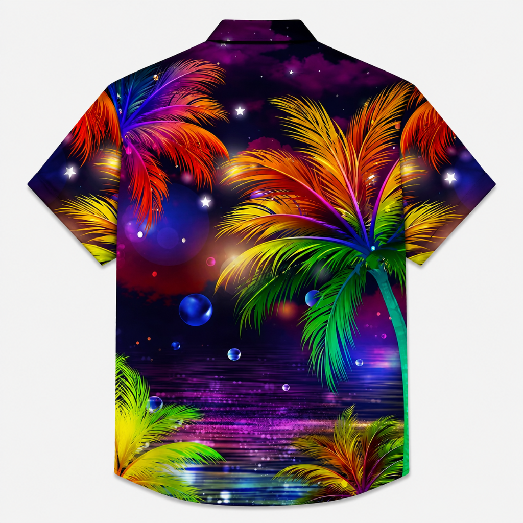Plus Size Tropical Sunset Button Shirt
