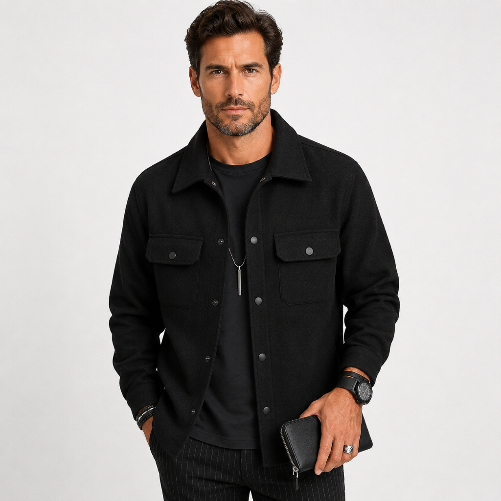Men's Overshirt Jacket with Button Closure