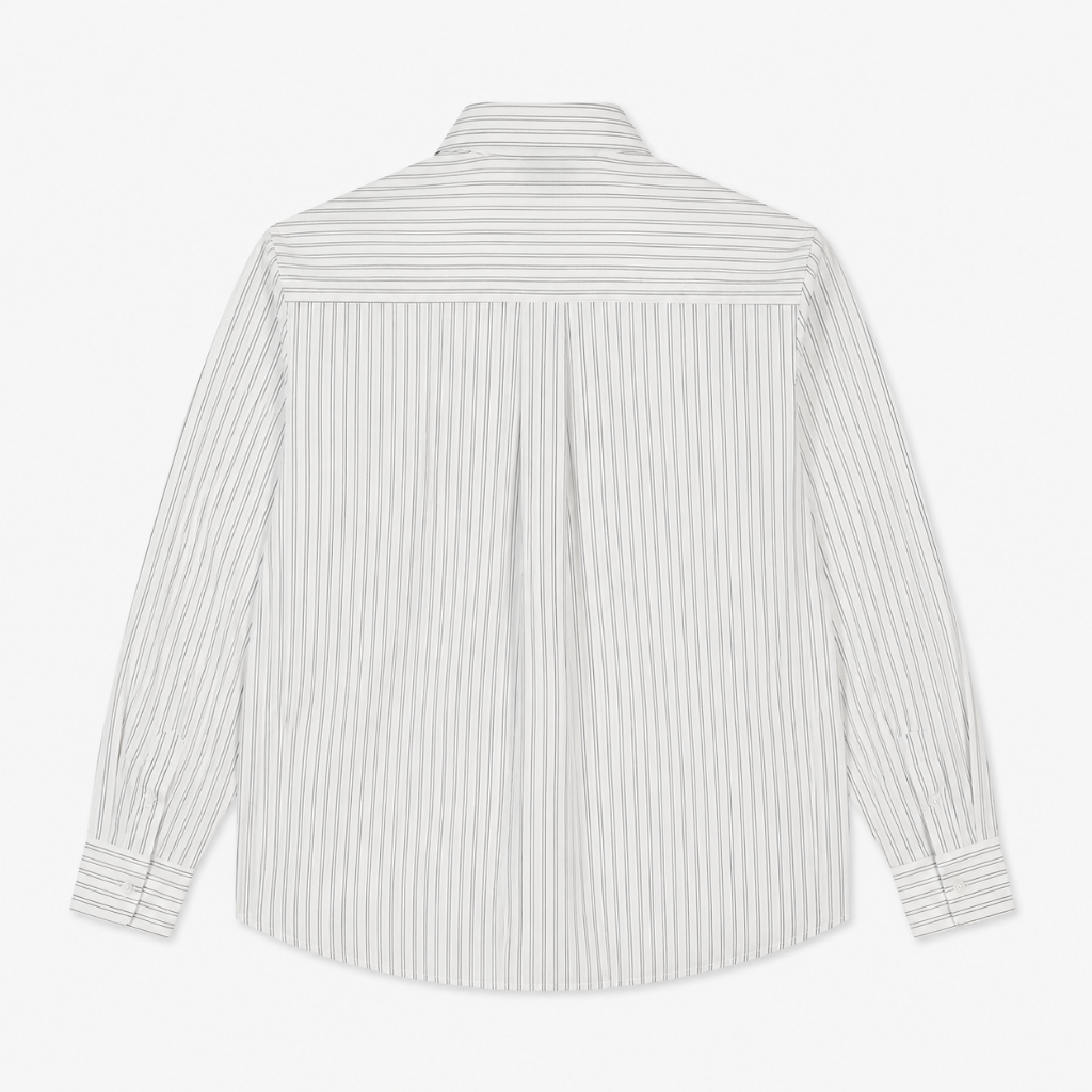 Puppy Graphic Striped Cotton Linen Shirt
