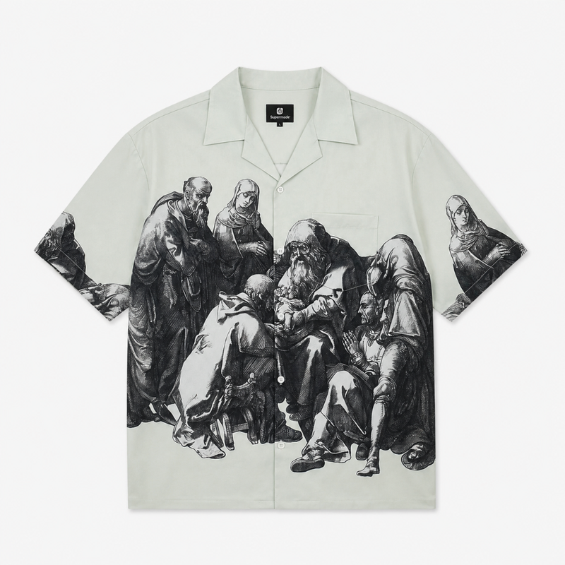 Renaissance Sketch Art Cuban Shirt