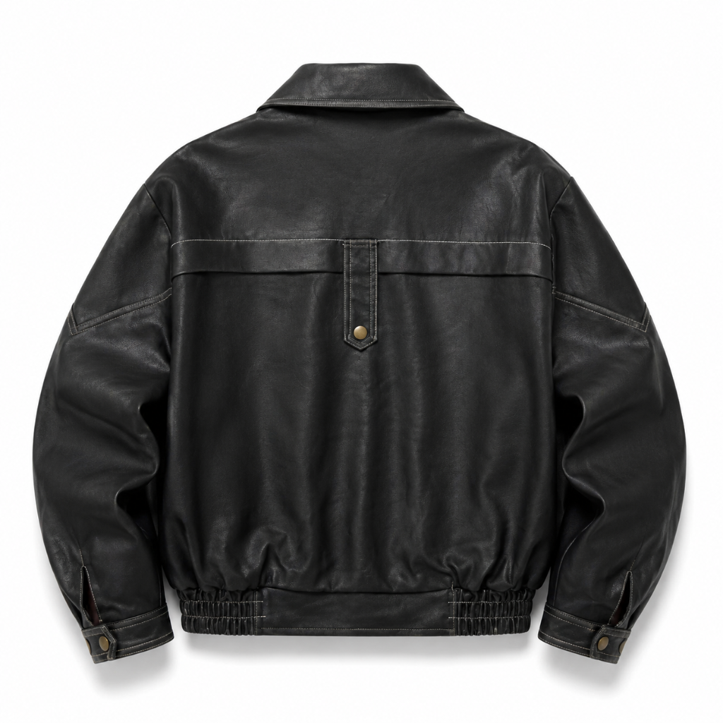 Vintage Faux Leather Oversized Bomber Jacket