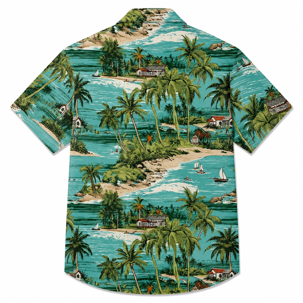 Island Paradise Print Button Shirt