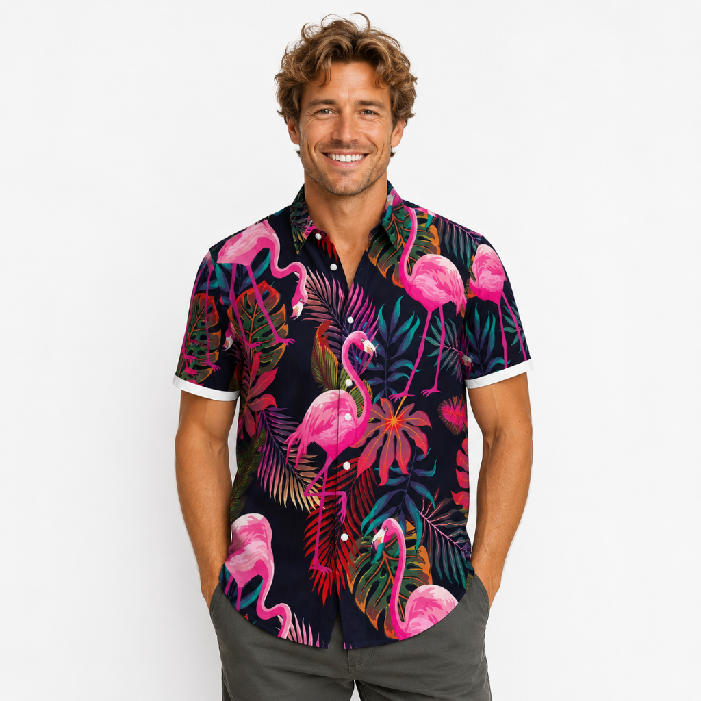 Plus Size Flamingo Tropical Hawaiian Shirt
