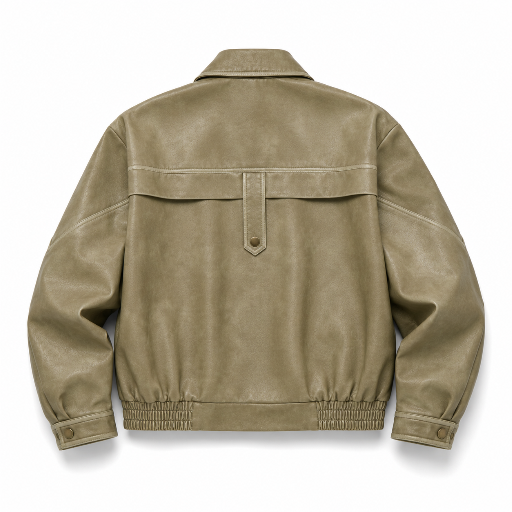 Vintage Faux Leather Oversized Bomber Jacket