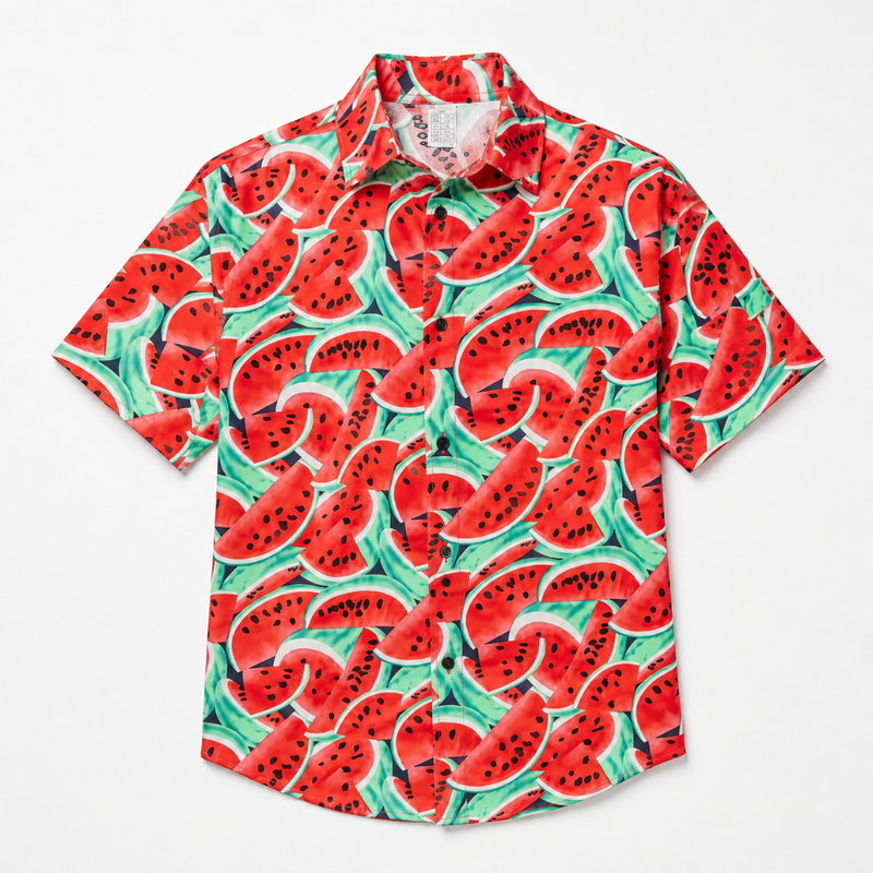 Watermelon Print Tropical Casual Summer Shirt