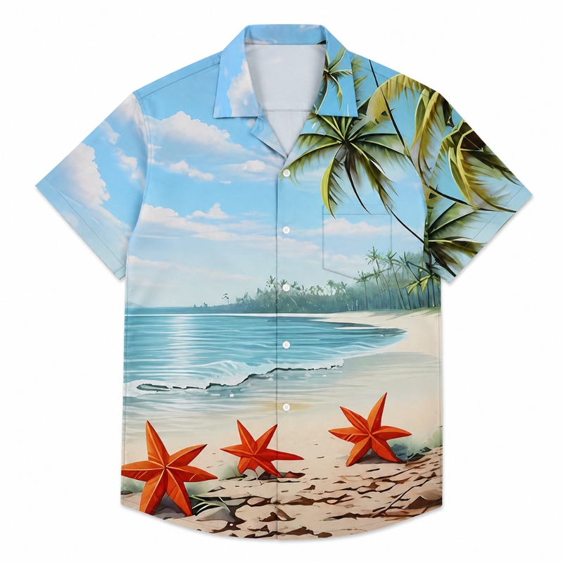 Men's Tropical Casual Button-Up Summer Shirt