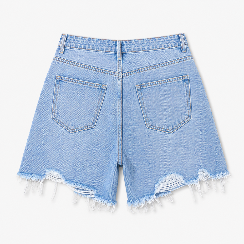 Women's Retro Washed Ripped Denim Shorts