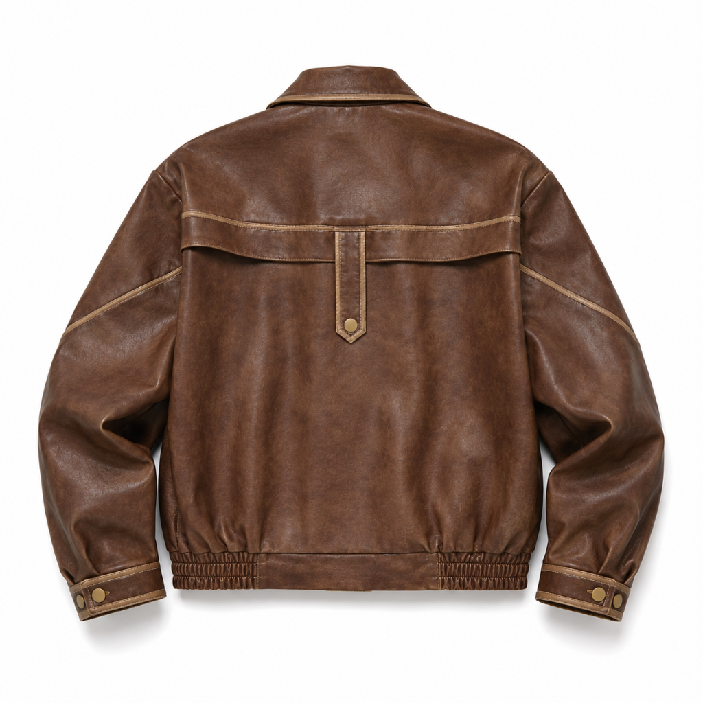 Vintage Faux Leather Oversized Bomber Jacket