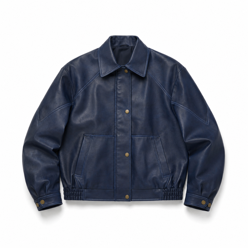 Vintage Faux Leather Oversized Bomber Jacket