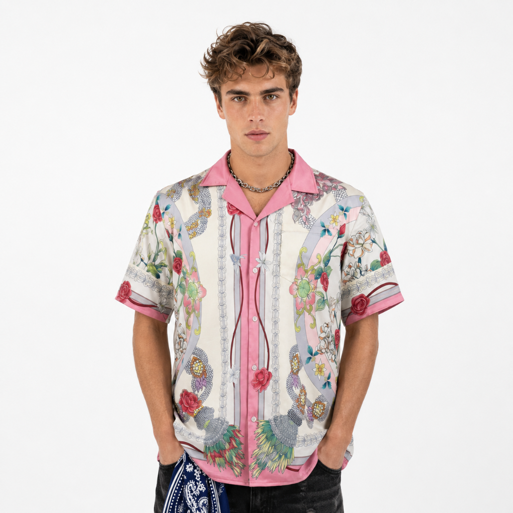 Floral Satin Cuban Shirt