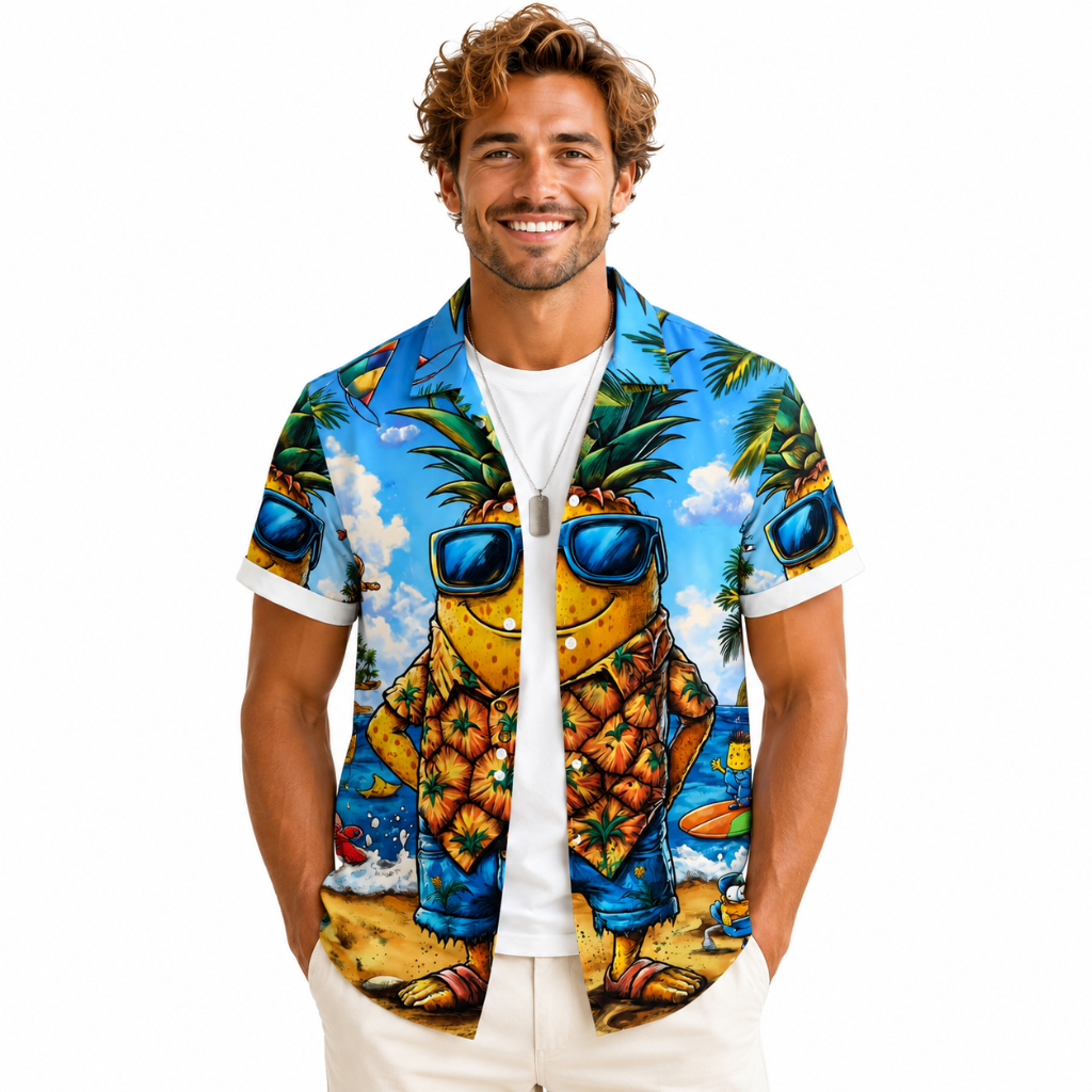 Pineapple Graphic Hawaiian Vacation Shirt