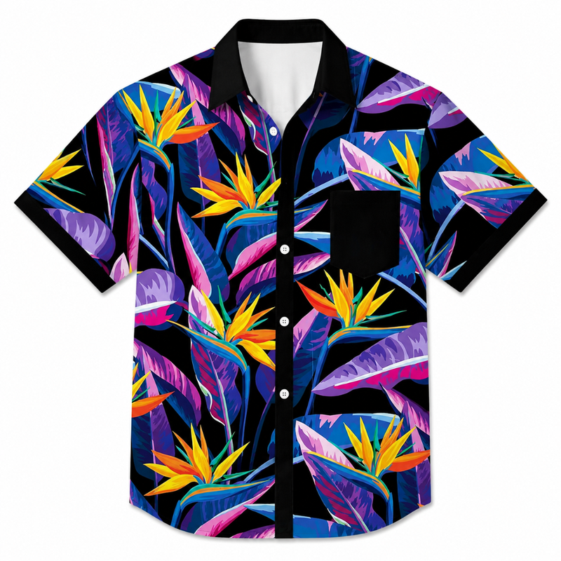 Tropical Bloom Pocket Button Shirt