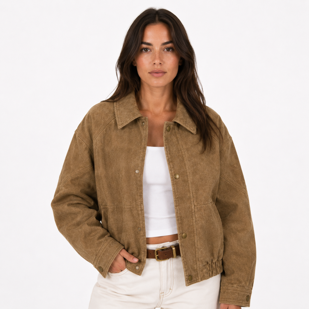 Vintage Faux Leather Oversized Bomber Jacket