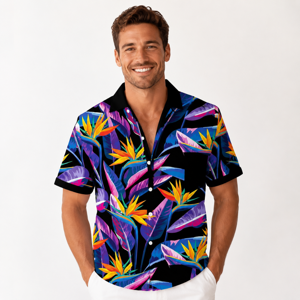 Tropical Bloom Pocket Button Shirt