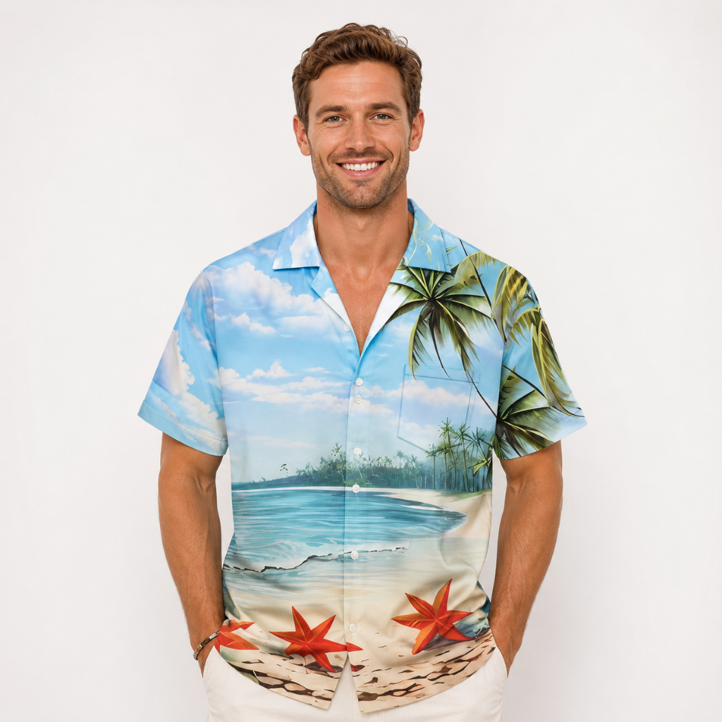 Men's Tropical Casual Button-Up Summer Shirt