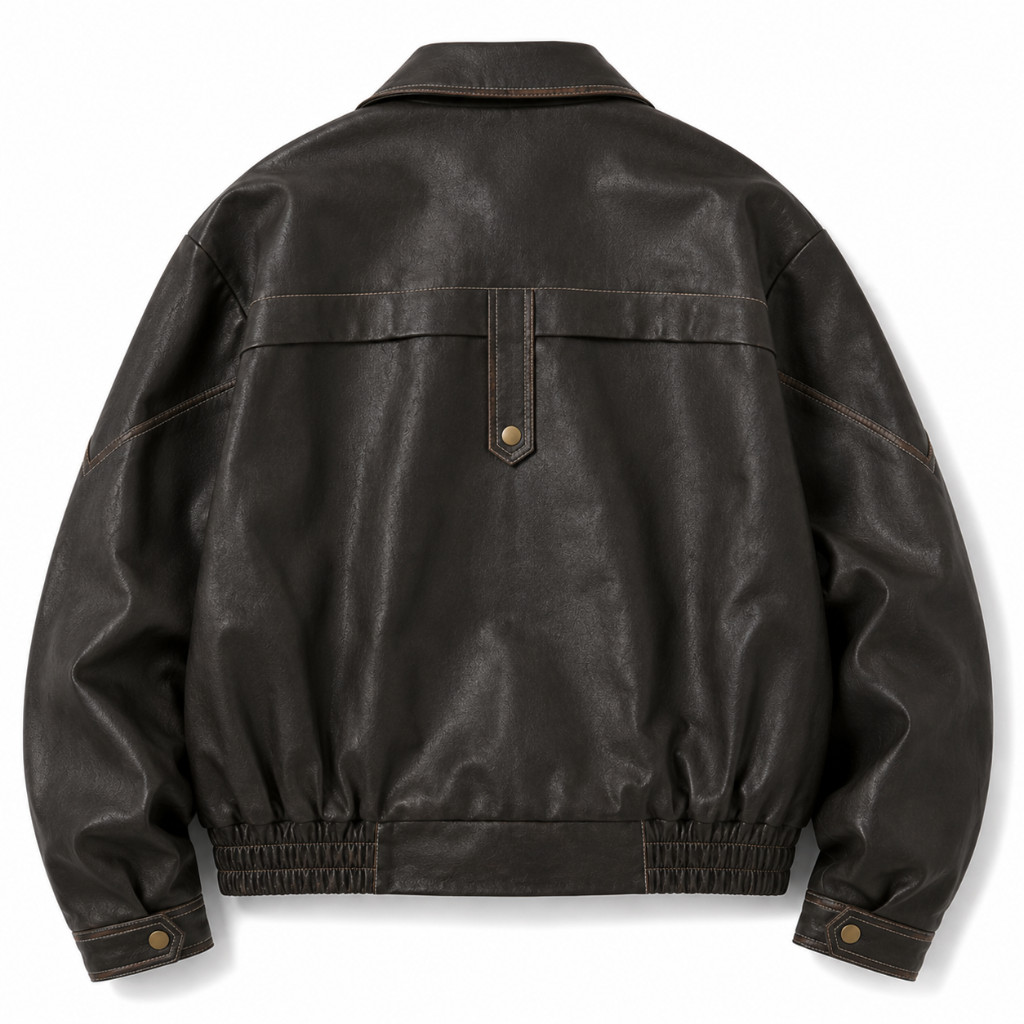 Vintage Faux Leather Oversized Bomber Jacket