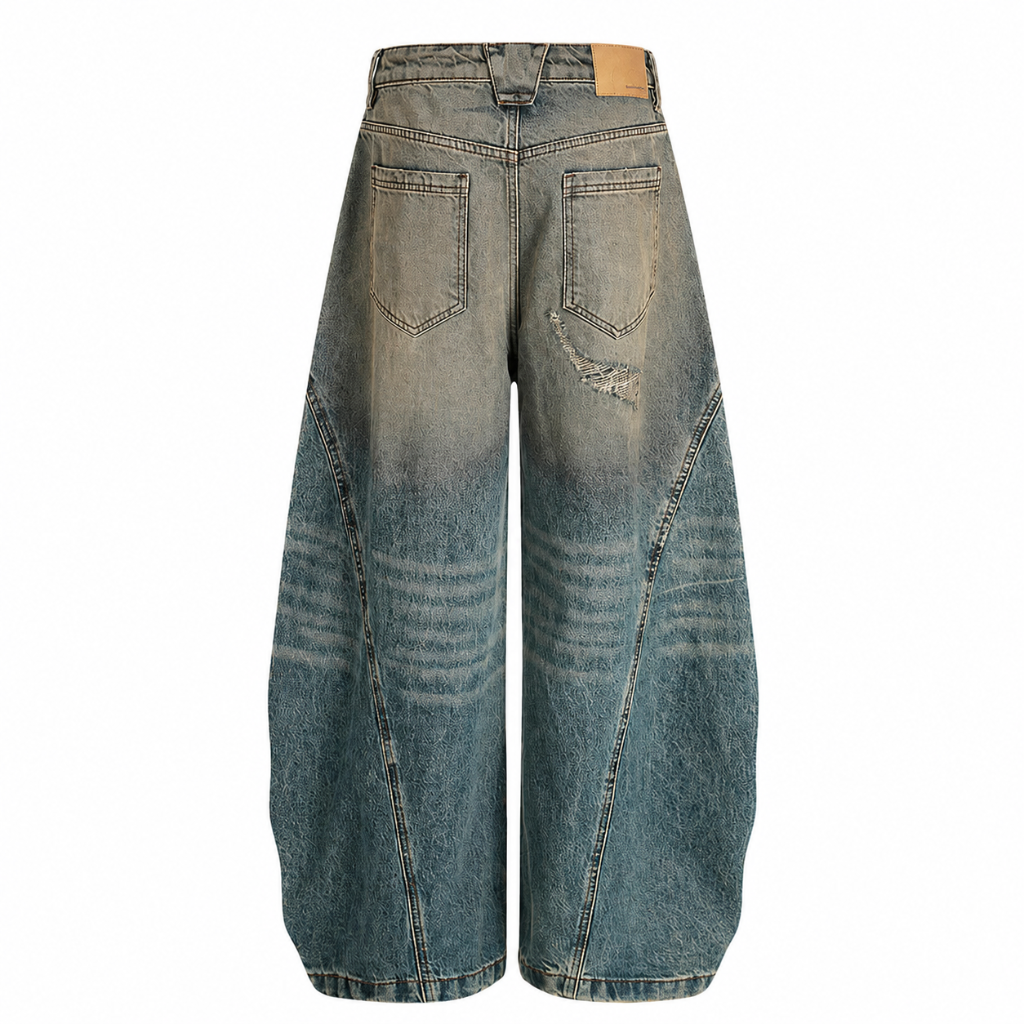 Distressed Mud-Dyed Vintage Baggy Jeans