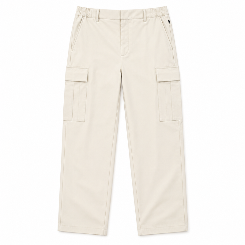 Cream Relaxed Fit Baggy Cargo Pant