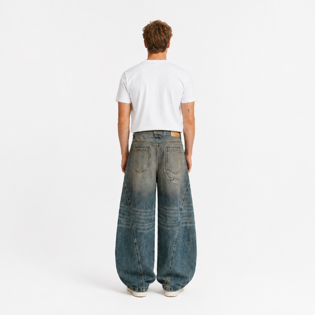 Distressed Mud-Dyed Vintage Baggy Jeans
