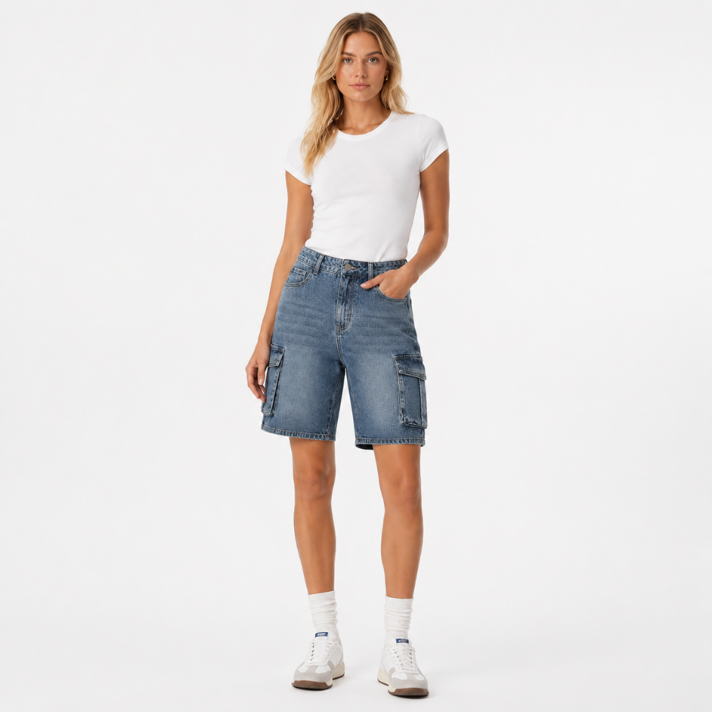 Retro Elastic Cargo Shorts