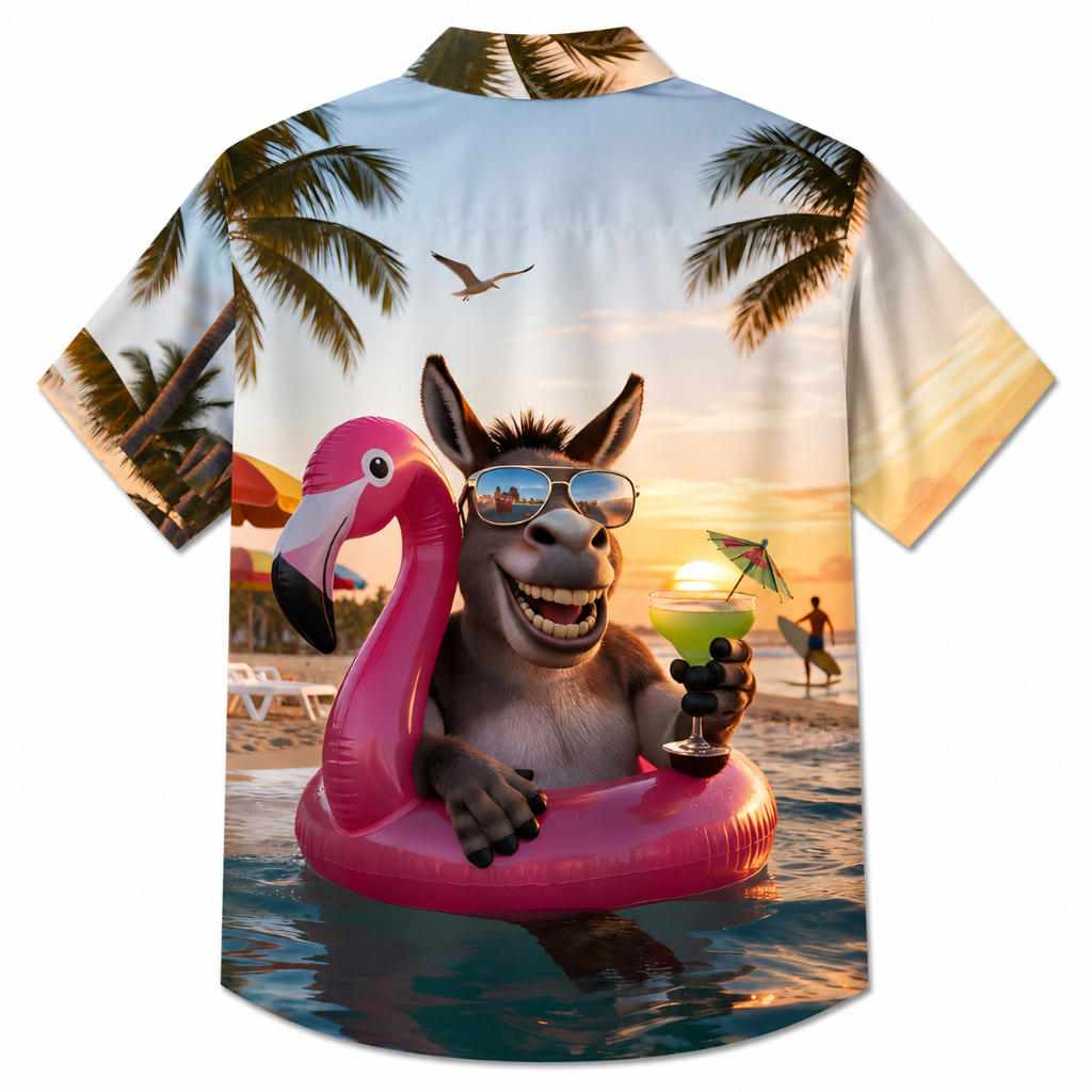 Beach Escape Flamingo Button Shirt