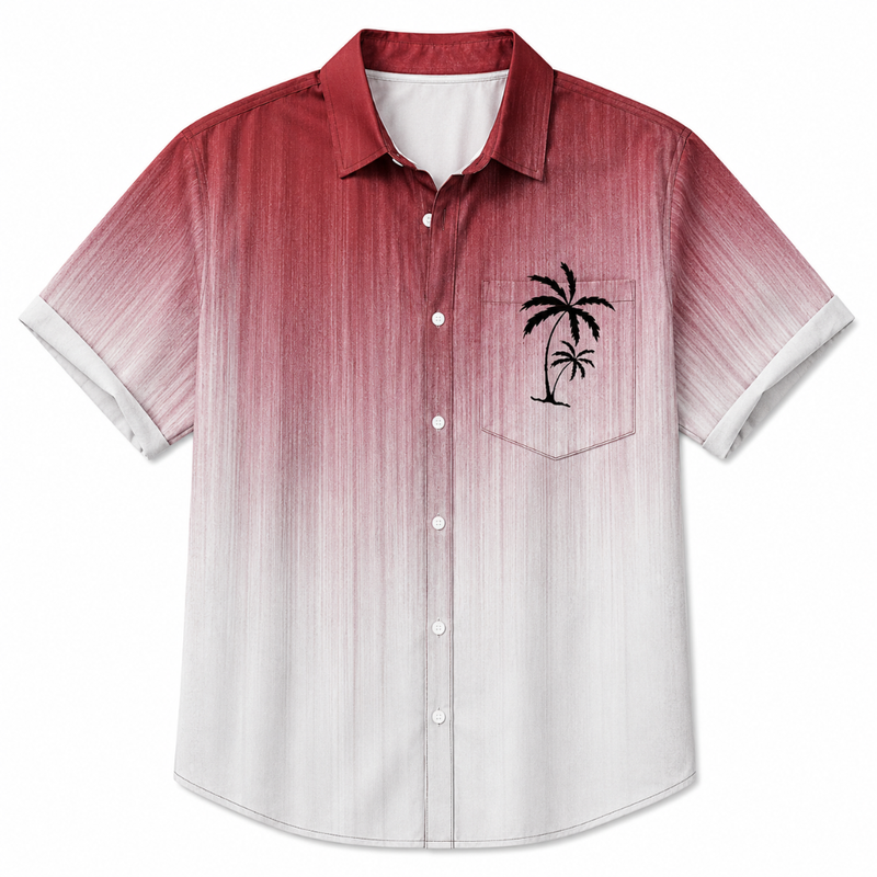 Hawaiian Coconut Tree Gradient Button Shirt